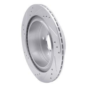 Infiniti G35 Brake Rotor (1) - Rear Right - R1 Concepts - Drilled & Slotted - Silver - `02-`25